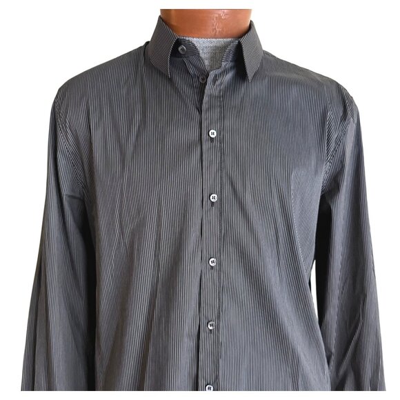 size 43/17 Dolce & Gabbana Mens Sicilia slim fit Black Pinstripe Button-Up dress - Picture 3 of 10